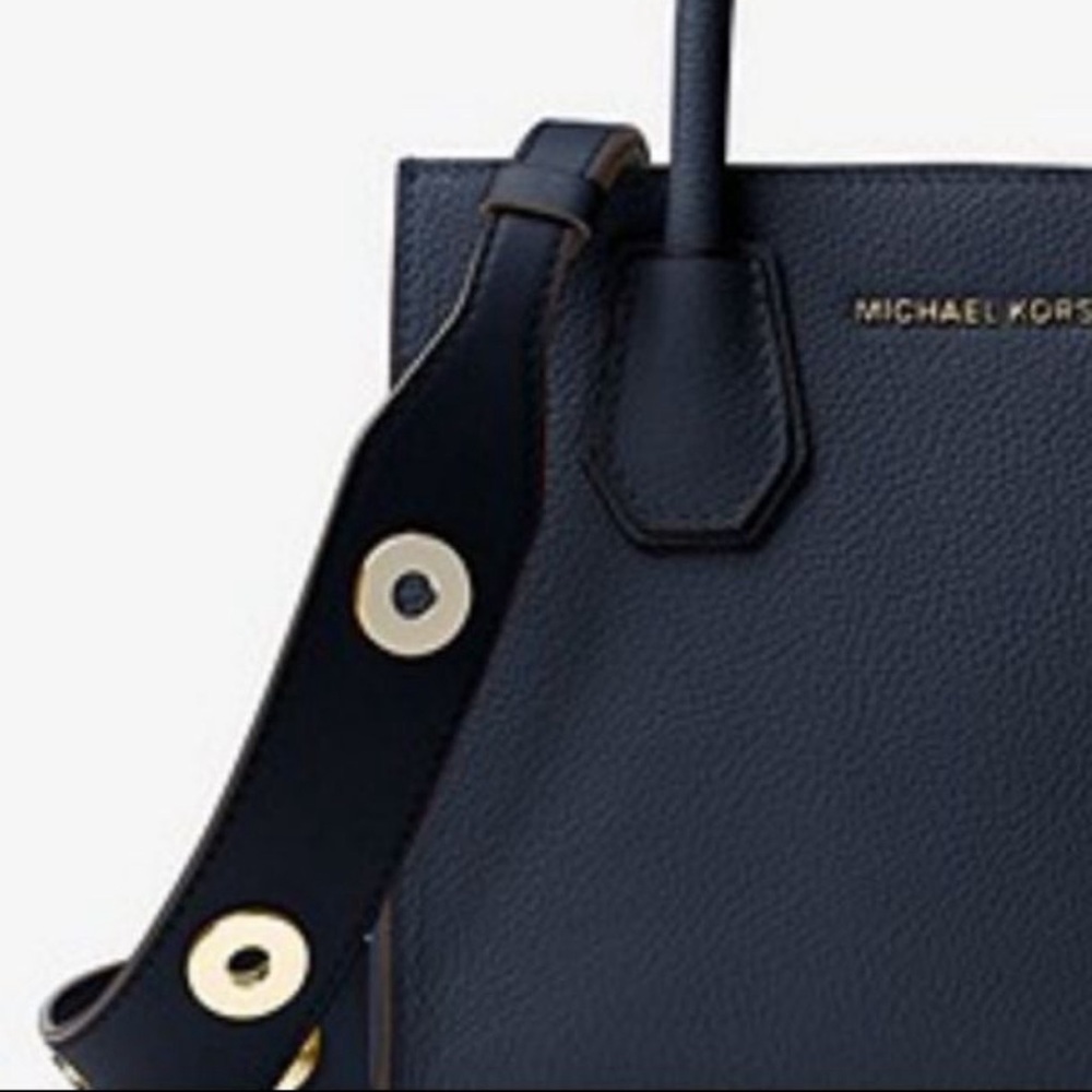 Michael Kors Admiral/Navy Leather Shoulder Purse Guitar Strap - Picture 2 of 5